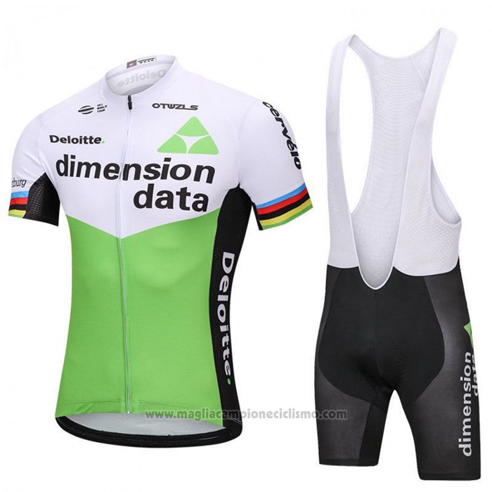 2018 Abbigliamento Ciclismo UCI Mondo Campione Dimension Date Verde Manica Corta e Salopette